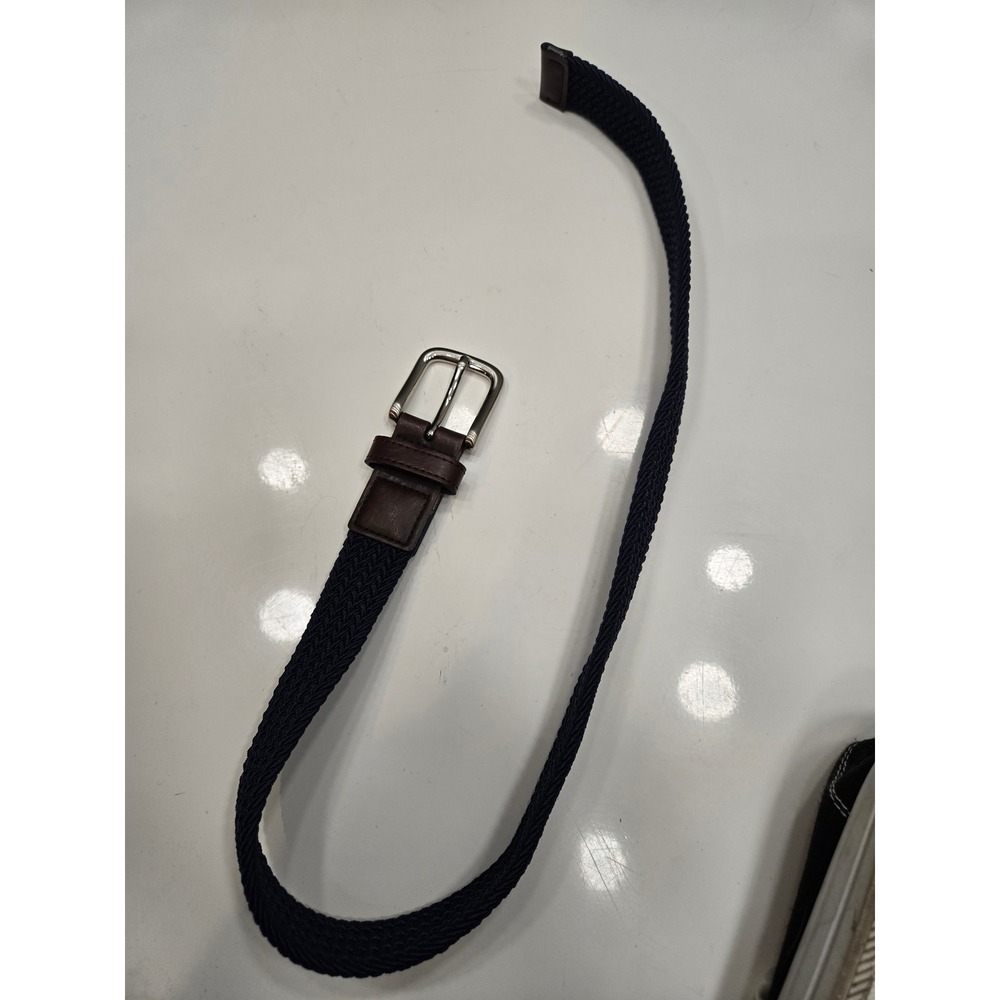 Target Kids Navy Blue Brown‎ Braided Stretch Belt Silver Buckle Size M 202070370